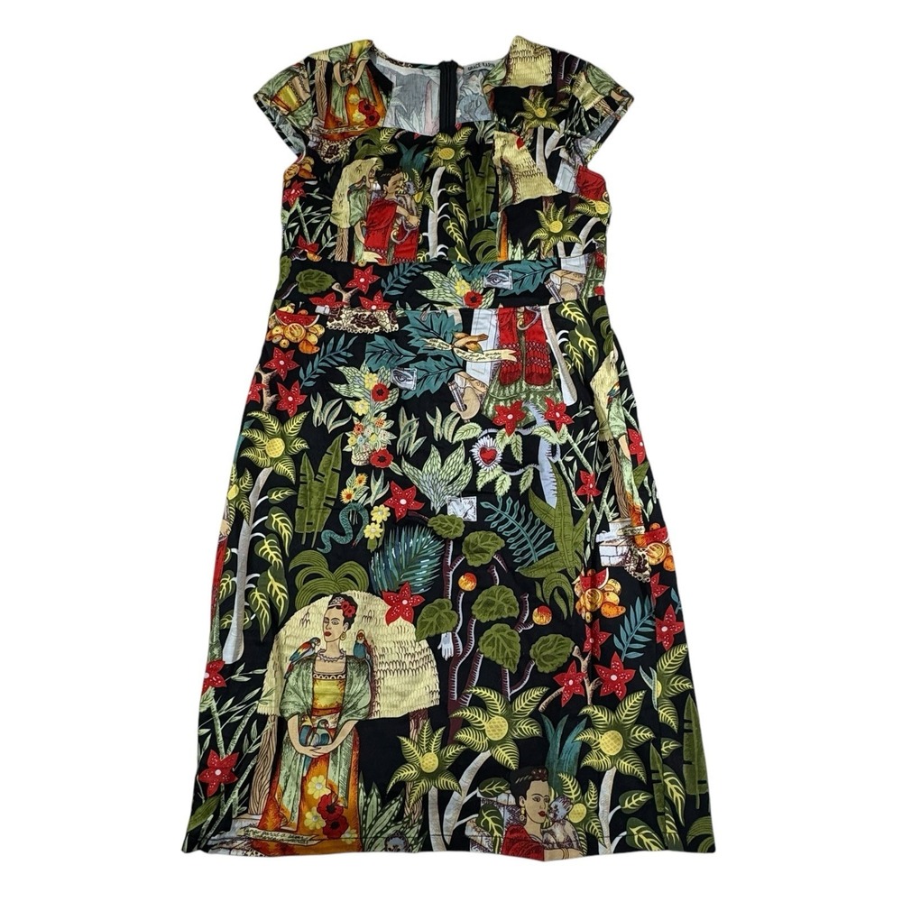 Grace Karin Dress Women's Frida Kahlo Tropical Print Dress Wiggle Retro Artsy